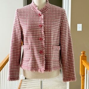 Pendleton Pink‎ Tweed Virgin Wool Vintage Cropped Blazer in Size 14P